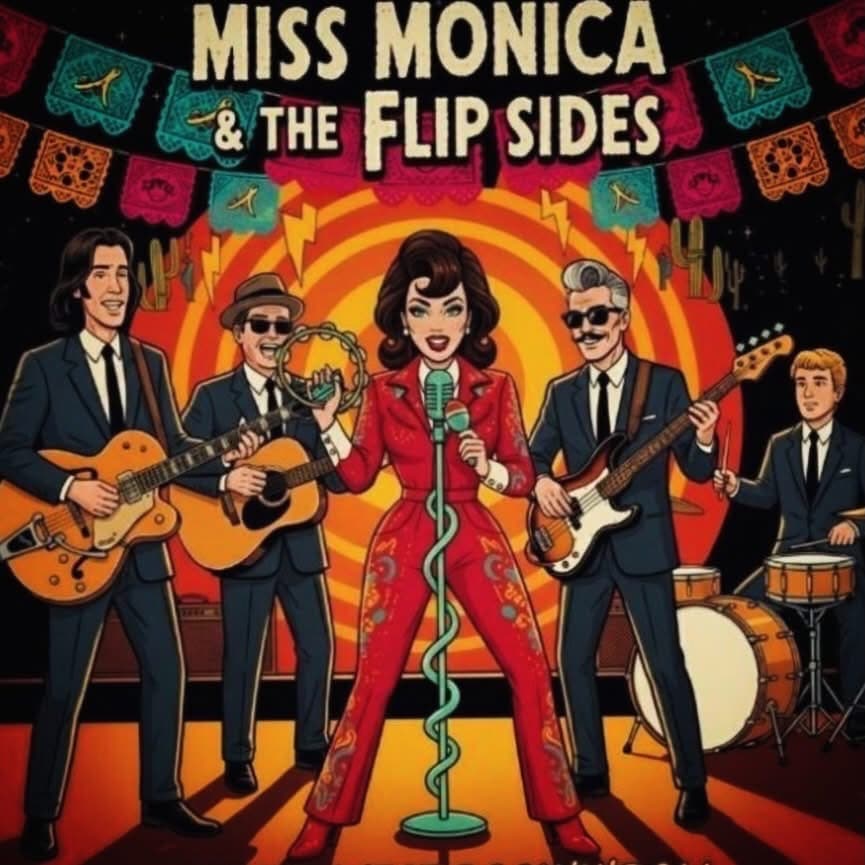 Miss Monica and the Flipsides illustrated band poster