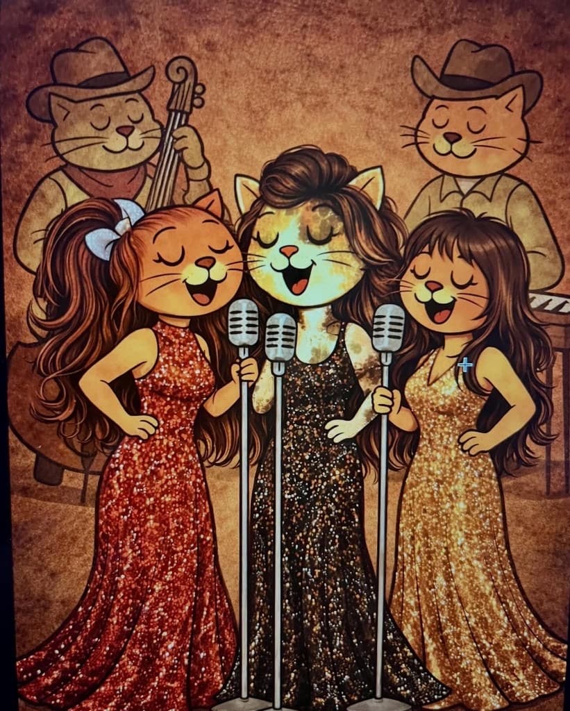 Kitty Cat Junction illustrated band poster